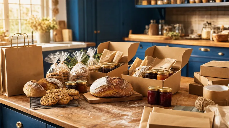 Home kitchen counter with jars and baked goods ready for market, Utah Cottage Food Law