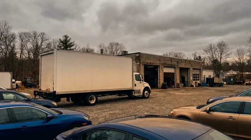 Box truck and cars outside a small auto lot, How to Start a Car Dealership in Utah